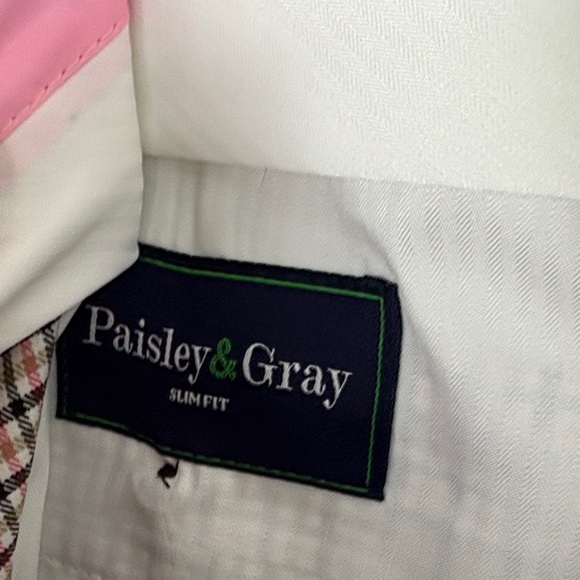 Paisley & Gray Beige, Navy & Red Plaid Dress Pants - Picture 10 of 15